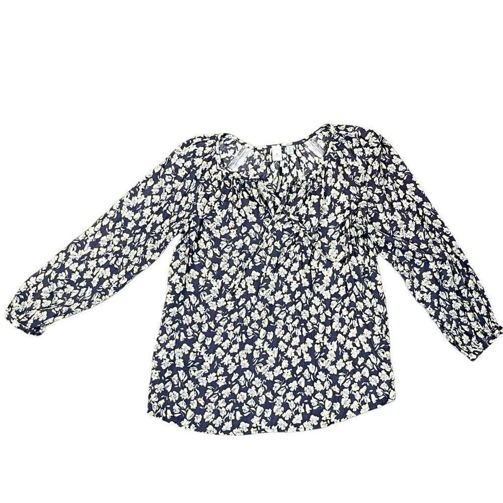Susina Women’s Long Sleeve Floral Boatneck Blouse XS